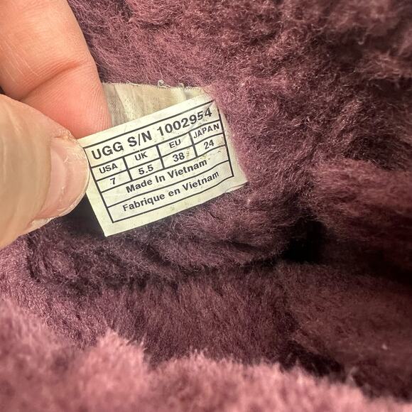 Ugg Bailey Bow Purple Mid Boots Sheepskin Suede Shearling Size 7 - Picture 14 of 14